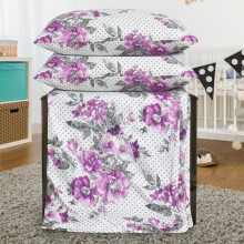 (Delight Lilac, KING) Luxury 4PCS Complete Printed Bedding Set, 1x Duvet Cover 1x Matching Deep Fitted Sheet and 2x Pillowcase Reversible