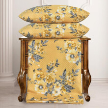 (Delight Yellow, KING) Luxury 4PCS Complete Printed Bedding Set, 1x Duvet Cover 1x Matching Deep Fitted Sheet and 2x Pillowcase Reversible