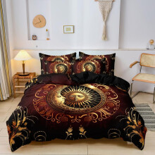 (Type 2, Full) Sun & Moon Pattern Duvet Cover Set, 3 Counts/set Including 1 Duvet Cover & 2 Pillowcases without Filler, Soft