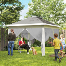 Outsunny Pop Up Gazebo Height Adjustable Canopy Tent w/ Carrying Bag, Dark Grey
