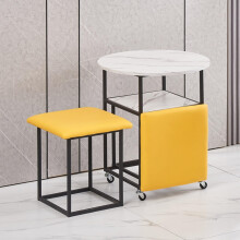 5in1 stackable ottoman coffee table with wheels, swivel casters, side table (white)