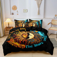(Type 4, Full) Sun & Moon Pattern Duvet Cover Set, 3 Counts/set Including 1 Duvet Cover & 2 Pillowcases without Filler, Soft