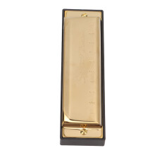 Mundharmonika, verchromte Kupferplatte, golden, 10