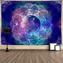 Mystic Mandala Tapestry, Eco-Friendly Polyester Fabric Starry Sky Pattern, Elegant Unique Design For Living Room Bedroom Home Decor (L)