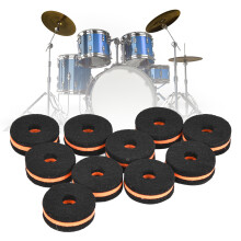10 Stück Beckenständer Filz 35mm Schwarz Orange