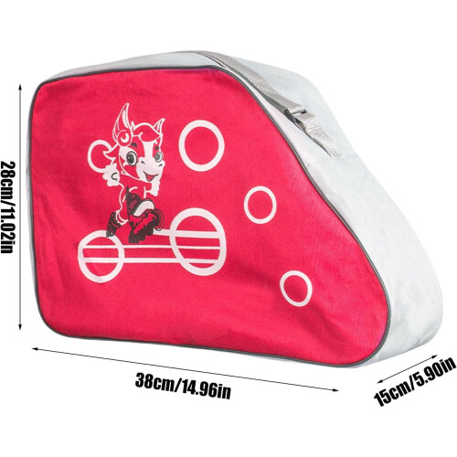 Ice Skate Bag  Adjustable Roller Skate Backpack with Shoulder Strap, Red 2