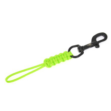 AntiLossRopeHookClip with braided rope, key lanyard, marinegrade steel, for diving, swivel screws, green hook
