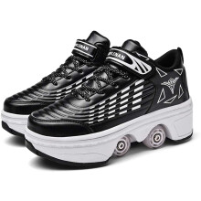 Deform Roller Skates Invisible Roller Skates Outdoor 2in1 Multifunctional Shoes, Black34 Black 34