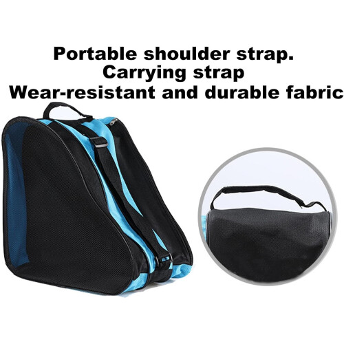 Breathable roller skate bag, waterproof, large capacity, portable with shoulder strap, blue 2