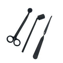 3part candle wick cutter set, candle wick spoon, wick cutter with long handle, practical candle tool, candle accessory set, black