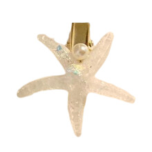 Barrette en forme d'étoile de-Étoile de mer blanche