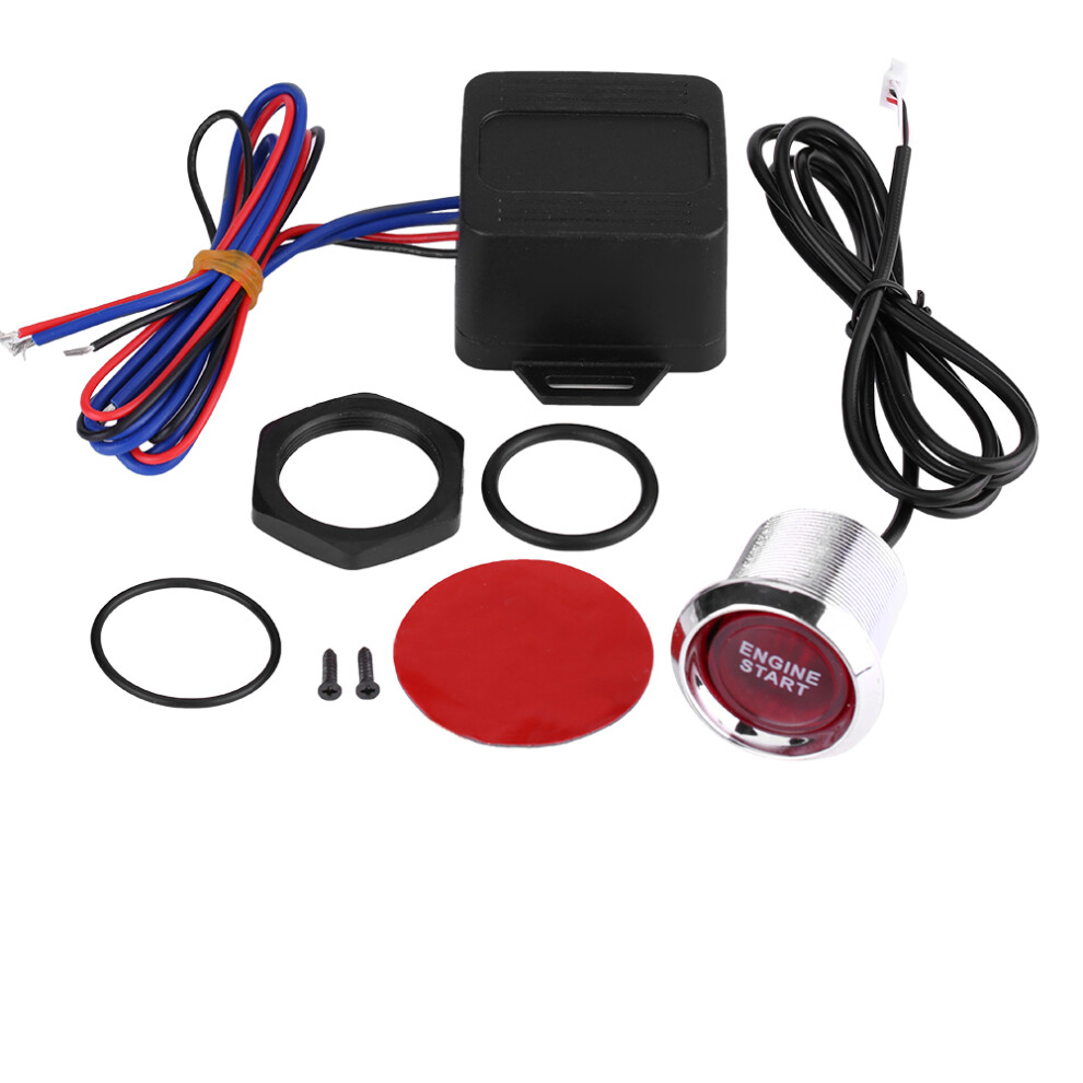Push Button Starter Switch 12V Engine Start Ignition Switch Momentary Switch Led Toggle Heavy Duty Led Universal Design Easy Installation Racing Red 9139052946996