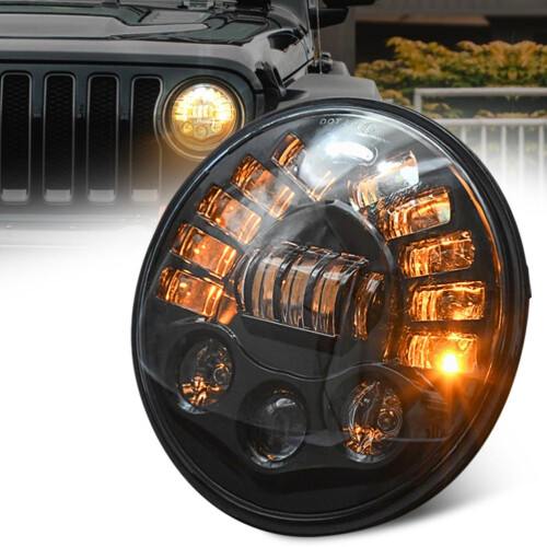 Conjunto de farol de LED para motocicleta com luz alta e baixa, farol de LED de 7 polegadas com luz branca brilhante e pisca integrado, encaixe 2