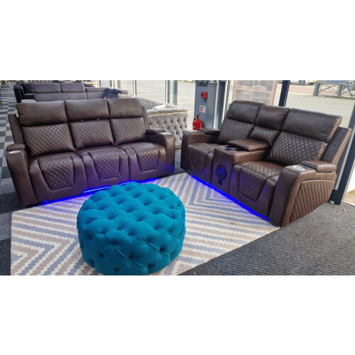 Florida 3 + 2  Brown Electric Recliner Sofa Set