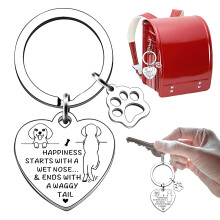 Paw Print Design Keychain, Touching Words on Engraved Heart Pendant, Pet Lover Gift Stainless Steel, Durable Keychain with Hypoallergenic Material, Ke