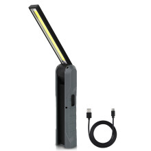 Lanterna portátil recarregável de LED com holofote COB, base magnética, gancho giratório de 270 graus, design dobrável, 4 modos de iluminação