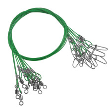 20 x Fishing Leader Wire 150lb High Strength Stainless Steel Wire Leader with Knobs for Connecting Fishing Lures and Hooks, 20' Green