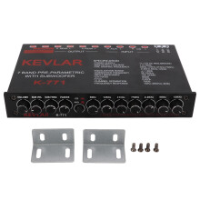 Autostereo-equalizer, hoogwaardige luidsprekeringangen met RCA-aux-ingang aan de achterzijde, blauwe verlichting en subwoofer-niveauregeling, 7-bands