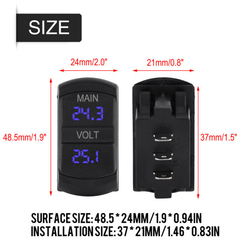 Φορτιστής γρήγορης φόρτισης τύπου Rocker Switch 3.0 USB με οθόνη βολτ, οθόνη διπλών 2
