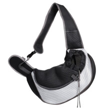 Dog and cat carrier with adjustable shoulder strap Breathable mesh pet sling bag Gray L 40x30x20cm