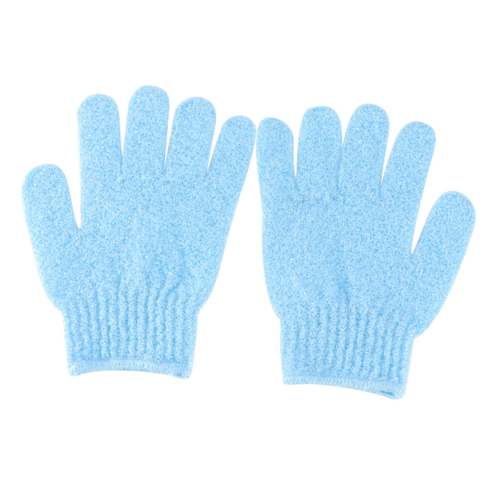 Blue 2Pair Exfoliating Shower Gloves Fivefinger Body Scrub Gloves For Bath And Sauna, Suitable For Men And Women,