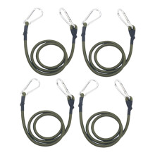Set of 4 Elastic Tie Down Straps with Carabiner Hook, Black Outdoor Straps for Camping Tents and Luggage Attachment