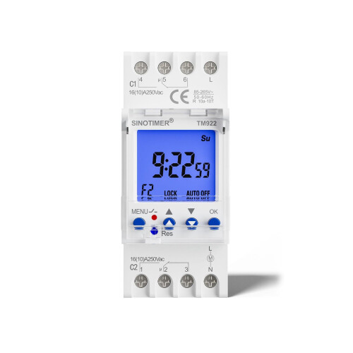 Digital LCD Power Timer, DualChannel Digital Weekly Programmable Timer Relay 200250V Time Switch DIN Rail Mount