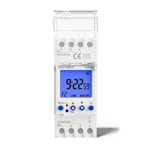 Digital LCD Power Timer, DualChannel Digital Weekly Programmable Timer Relay 200250V Time Switch DIN Rail Mount 2