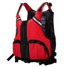 Life jacket with zippered pockets, adjustable belt, swimming aid for kayaking, boating, surfing(M) M Red