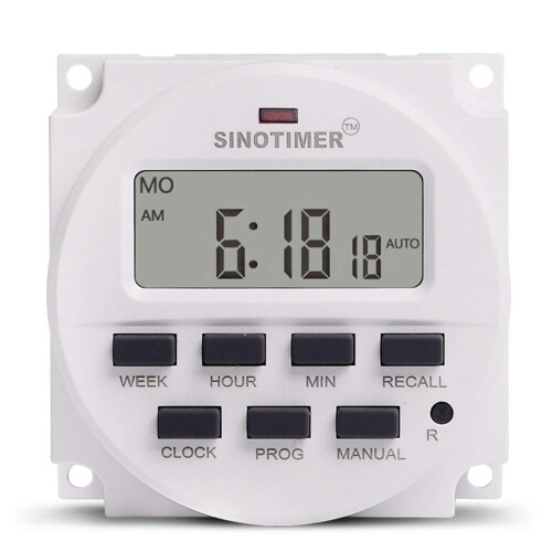 Sinotimer 5V Weekly 7Day Programmable Digital Timer Control with Countdown, Recall, and Cancel Functions for Electrical Devices