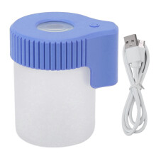 Kannettava lasinen säilytyspurkki suurentavalla LED-valolla, ladattava ilmatiivis astia USB-latauksella, hajuton vedenpitävä purkki
