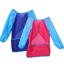 Waterproof Kids Smock 2 Pack, Long Sleeve 3 Pockets Painting Apron with Wide Application & Machine Washable Design, Safe and Non-Toxic Toddler Apron f