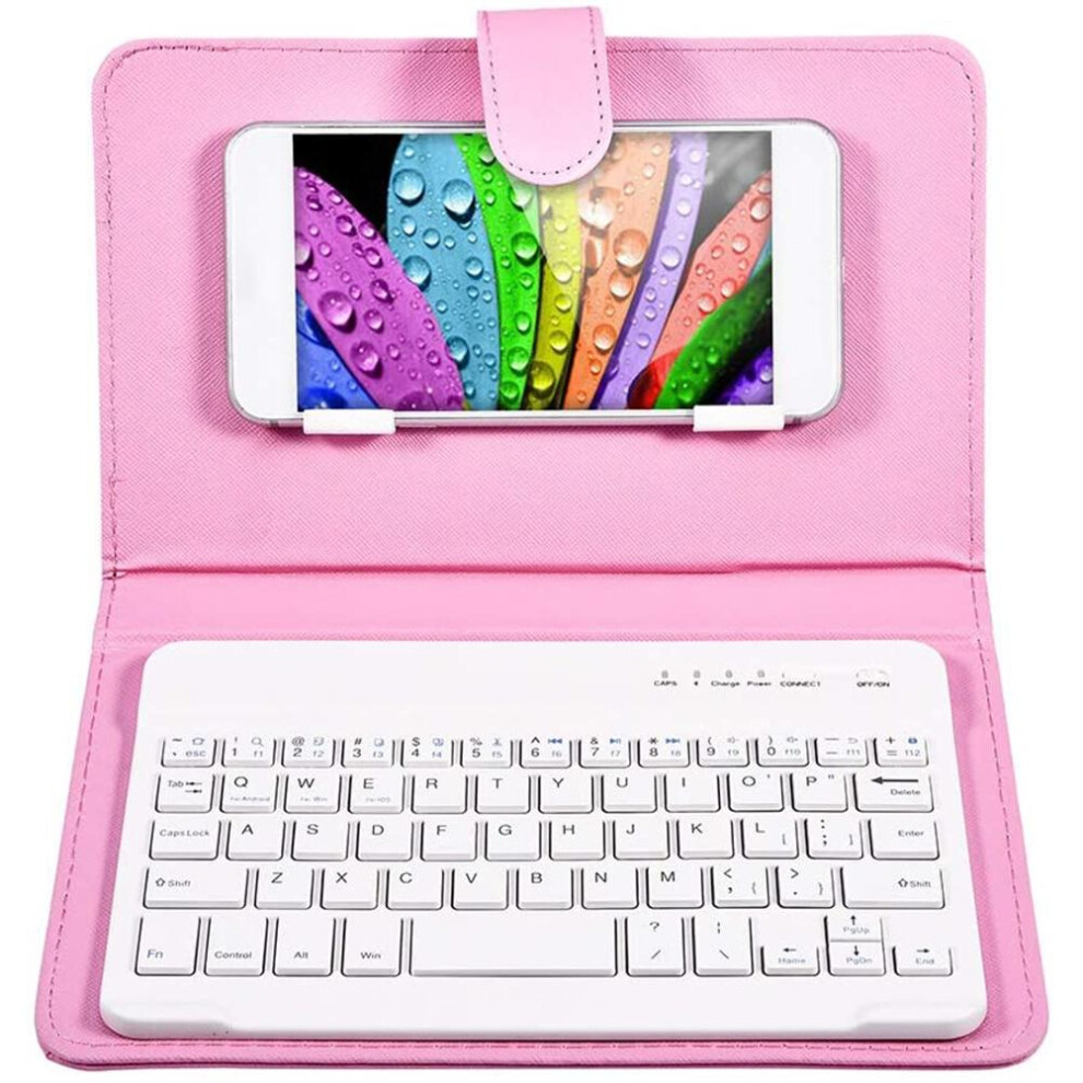 2-In-1 Travel Carrying Case, Magnetic Flip Stand With Detachable Wireless Bluetooth Keyboard For 4.5-6.8 Inch Smartphones, Folio Design Provides Scrat 9486358061664