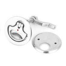 Tampa autoadesiva para tubo de água, em aço inoxidável, com flange bipartida, puxador para escotilha marítima com indicador de ponto vermelho e
