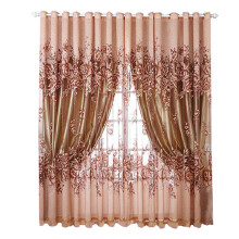 Elegant Design Voile Curtain Brown, Summer Essential Sheer Panel with Beaded Peony Pattern, Door Window Curtain Featuring UV Protection Blackout Eco F