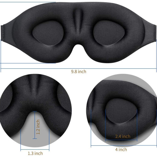 Μάσκα ματιών Stylish3D για ύπνο, αναπνεύσιμο ύφασμα, ρυθμιζόμενο λουράκι, μπλοκάρισμα 2