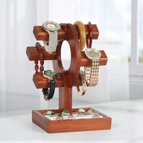 'Practical Sturdy Wooden Watch Stand and Bracelet Home Accessory with Adjustable Viewing Angles' 1