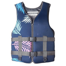 Neoprene life jacket with zipper and adjustable hip belt, anticollision swimsuit for kayaking, snorkeling, water sports (Blue A, L) L Blue A