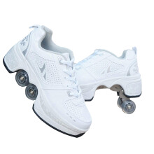 Women's Roller Skates, 2 in 1 Inline Skates, 's Shoes with Wheels, Silver 43