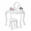 White Kids Dressing Table & Stool, Makeup Desk with Mirror, Vanity Table & Stool Set 2