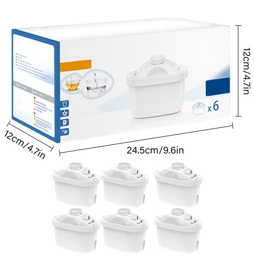 Efficient 6 Count Water Pitcher Filters, Perfect for Removing 2