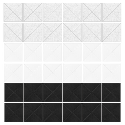 12 stuks vierkante schuimpanelen polyester polyester-Zwart 1