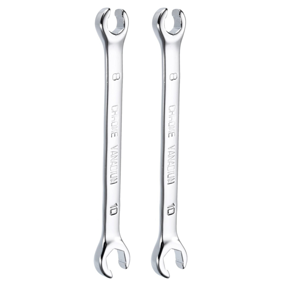 Metric Wrench, 8 Mm X 10 Mm, Hard Steel, Highgloss Polished, Chromeplated, Metric Wrench For Diy, Car Repairs And Household Maintenance, 2 Pieces 9365049547673