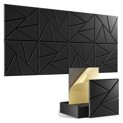 12 Pack Square Foam Panels Polyester Polyester Soundproof-White 2