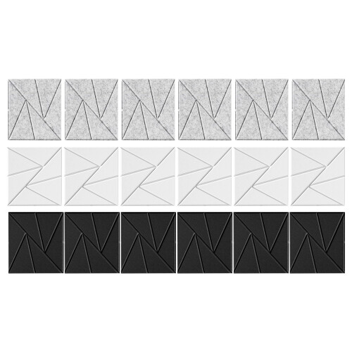 12 Pack Square Foam Panels Polyester Polyester Soundproof-White 1