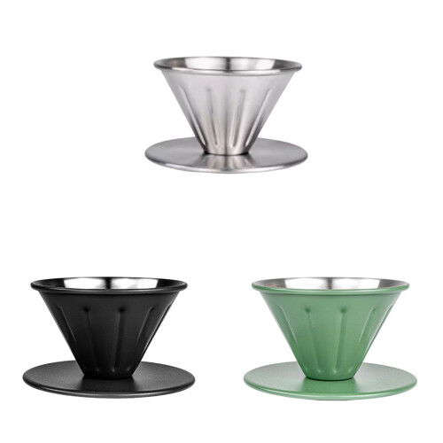 Hand Drip Coffee Maker Stainless Steel Filter Cup-Silver 1