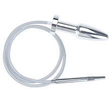 Stainless Steel Urethra Dilator Plug with Hollow Butt Plug Enema Shower Prostate Stimulator, Silver