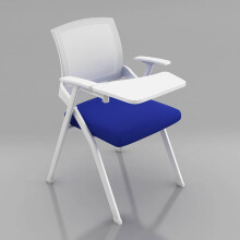 Ergonomic mesh office chair with tablet arm, ideal for home, school, comfortable desk chair, blue.
