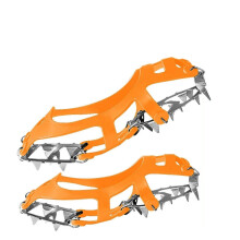 Outdoor Winter Hiking Climbing Snow Spikes Crampons Cleats Chain Claws Grips Boots Cover Ice Gripper Spike for Shoes Anti Slip Orange L