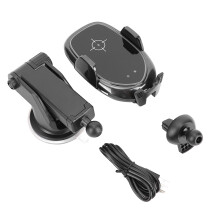 Automatic Wireless Charging Car Mount w/ Infrared Sensor Lock Motorized Clamp 15W Fast Charging Overheat Protection Flexible Viewing Angle Adjustable
